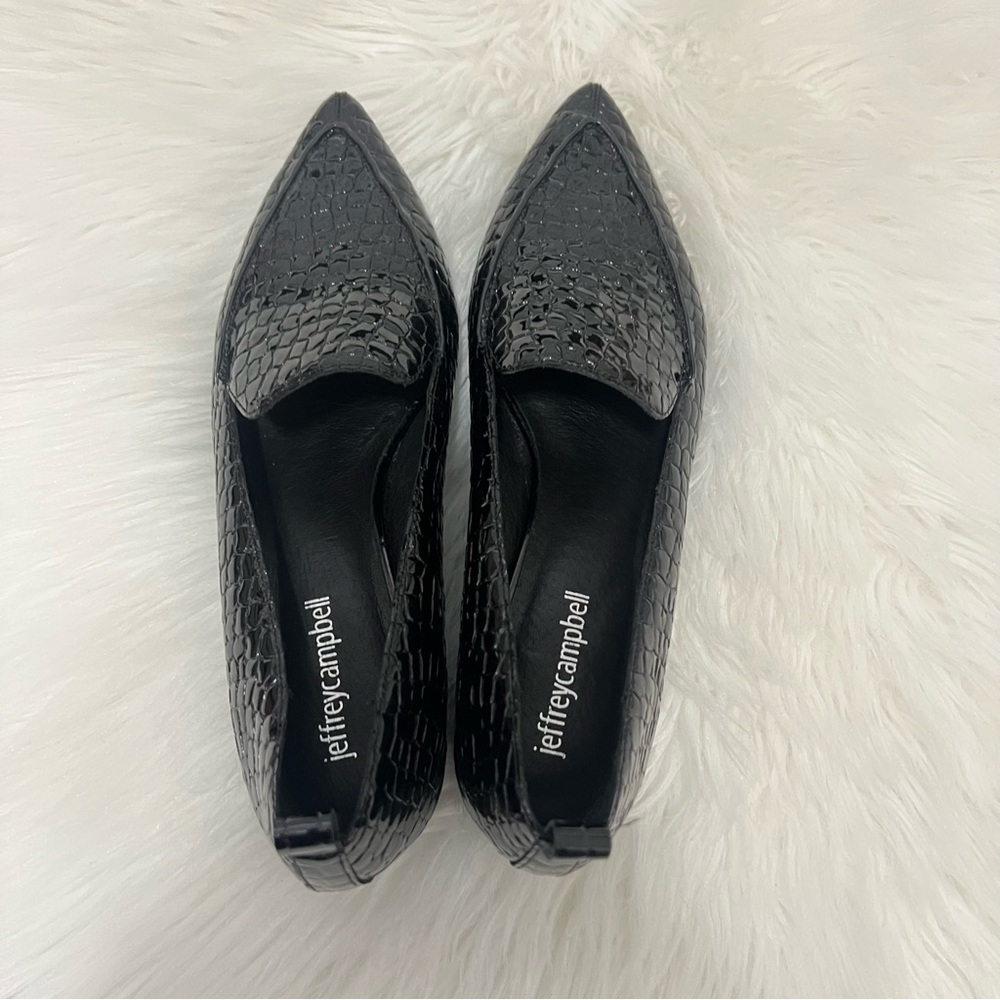 NWOT Jeffrey Campbell Viona flats black  patent Croc  Flats Slip On 7.5 - Picture 5 of 10